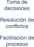 Toma de decisiones
Resolución de conflictos
Facilitación de procesos